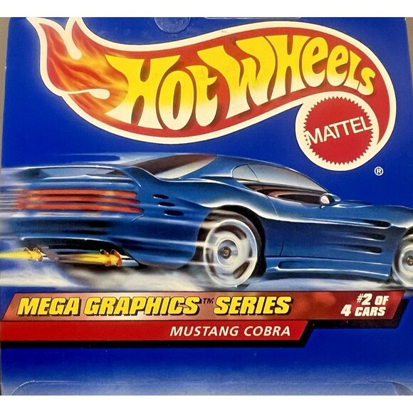Hot Wheels Mega Graphics Series #2 of 4 Cars Mustang Cobra Collector #974 White - Picture 4 of 6